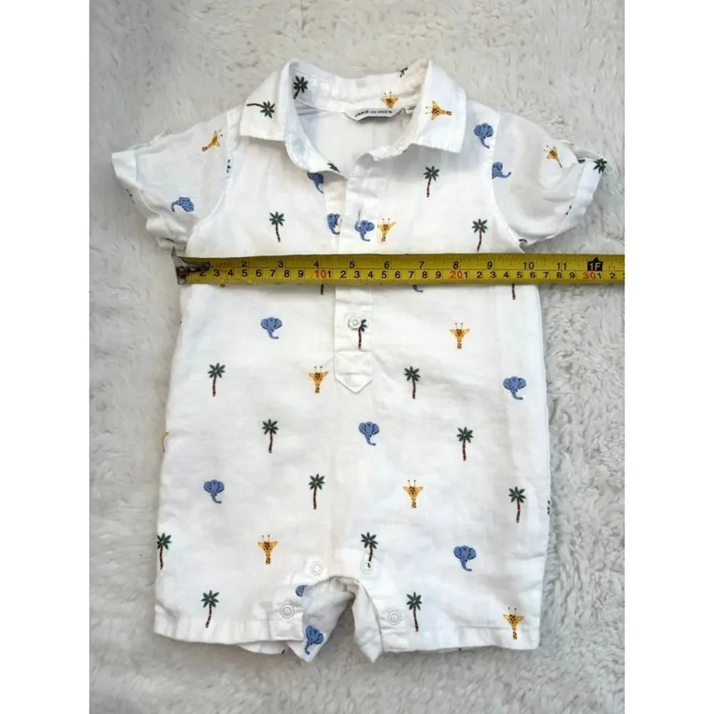 Janie and Jack Baby Safari Linen Romper Size 3-6 months